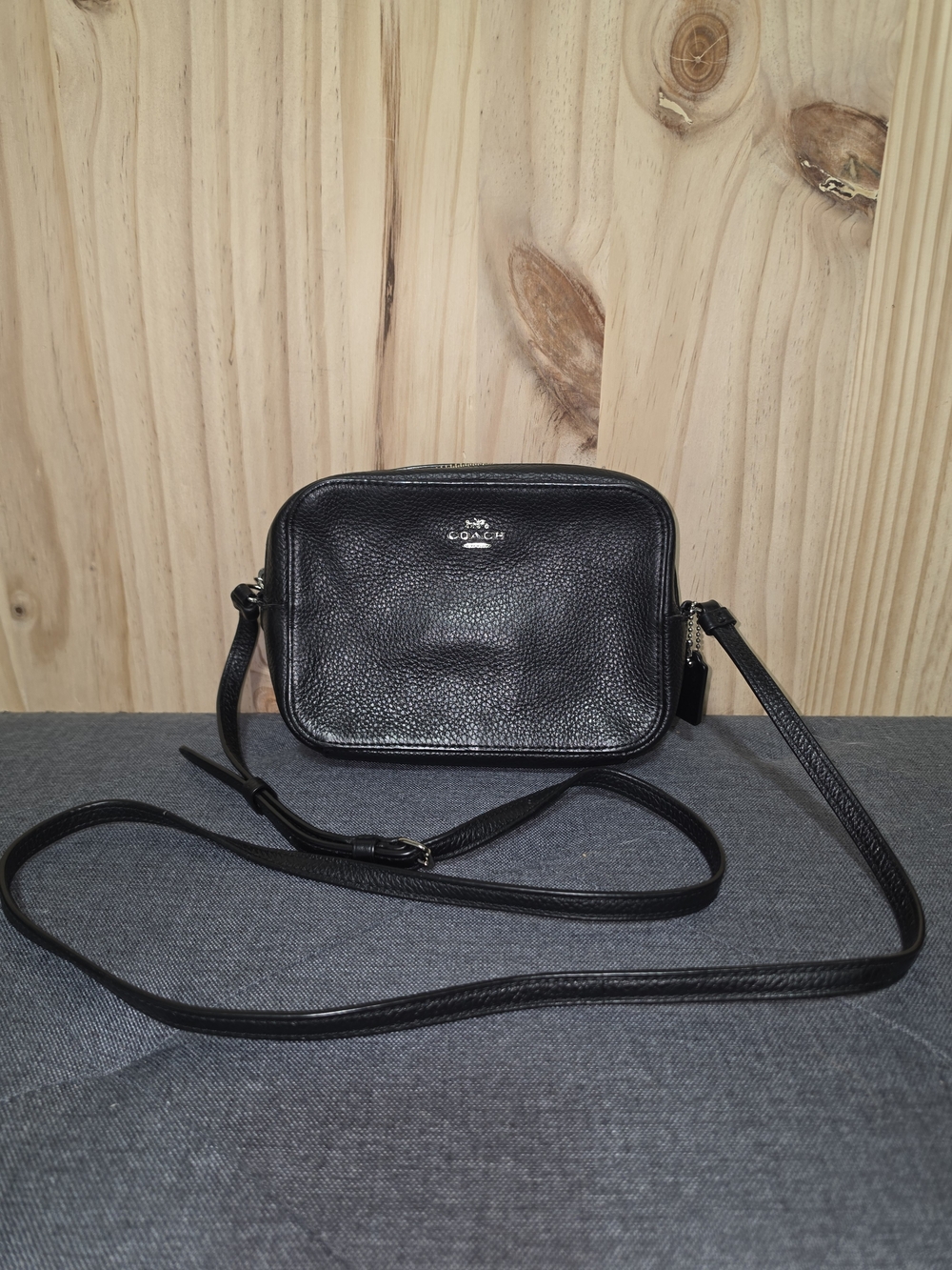Coach Black Pebbled Leather Crossbody Camera Bag